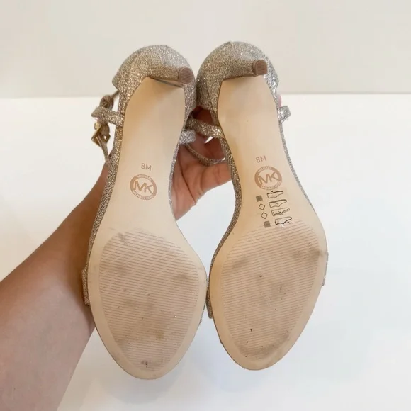 Michael Kors Simone Mid Gold Glitter Sandals Women’s 8 - Picture 8 of 8